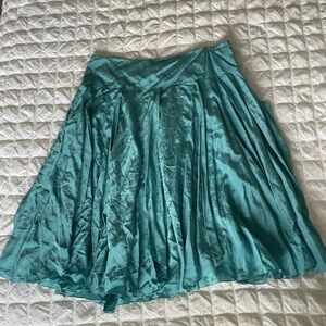 French Connection Aqua Pleated Star Silk Skater Skirt